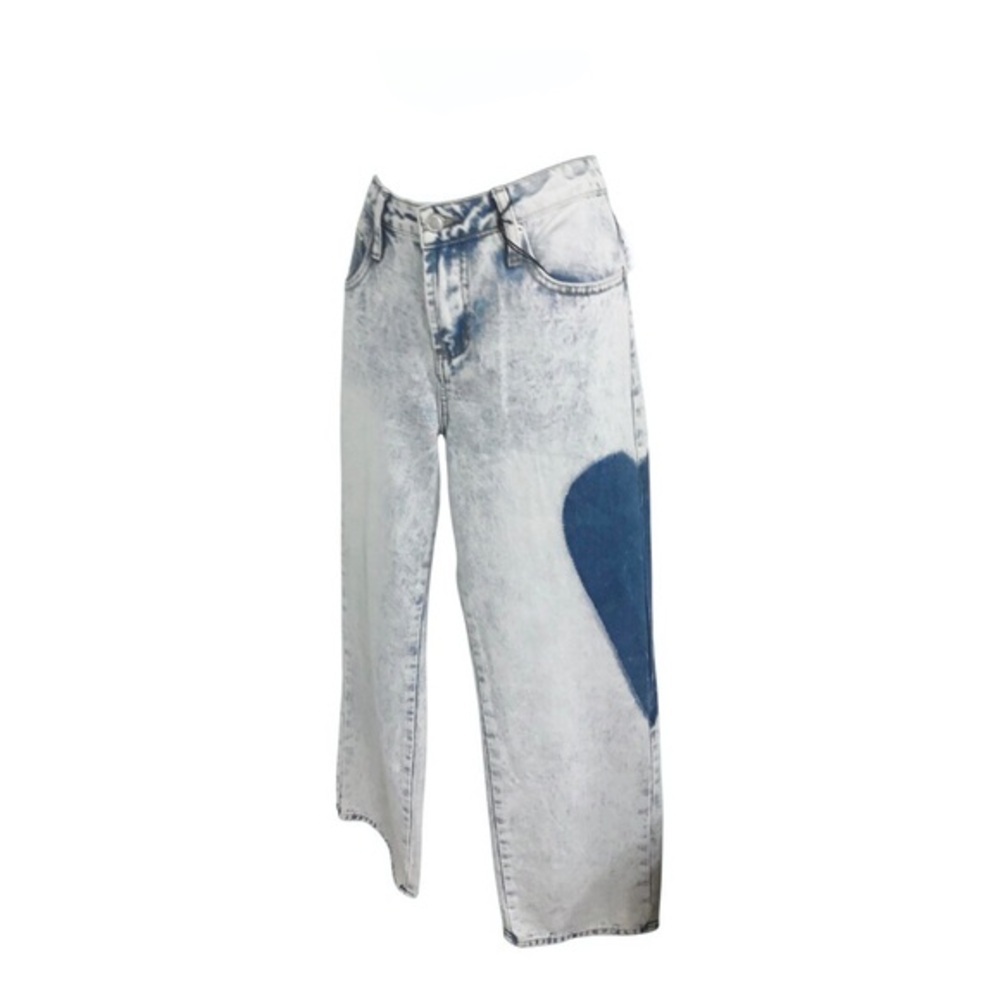 Light acid wash heart printed jeans size 1/25 brand‎ new